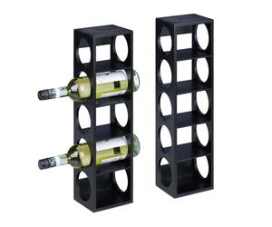 Relaxdays 2x cantinetta in bambù nero portavino