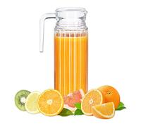 Relaxdays 2X Caraffa in Vetro da 1 l, Manico, per Hotel, Lavabile in Lavastoviglie, con Coperchio, Allungata, Trasparente