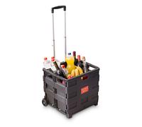 Relaxdays 2X Carrello Portaspesa, Plastica, HxLxB: 39 x 42 x 37 cm, Portata 35 kg, Porta Spesa, Carrellino, Nero