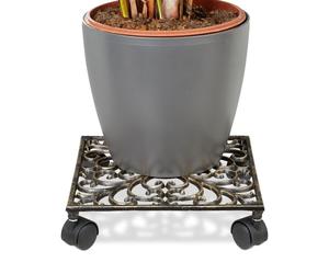 Relaxdays 2x carrello portavasi quadrato in bronzo