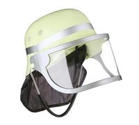 Relaxdays 2X Casco da Pompiere per Bambini, Cappello da Vigile da Fuoco da Bimbo con Visiera, HLP 24,5x22,5x28 cm, Giallo