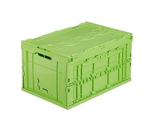 Relaxdays 2X Cassetta Pieghevole, Stabile, da Lavoro, Plastica Resistente, Scatola Portaoggetti 60L, HLP 32,5x58,5x39,5cm, Verde