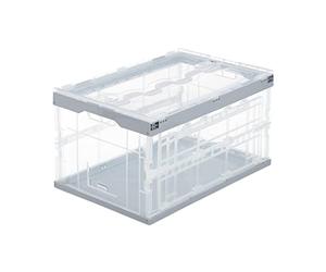 Relaxdays 2x Cassette Pieghevoli, Stabile, da Lavoro, Plastica Resistente, 60 litri, HxLxP: 31,5 x 59,5 x 39,5 cm, Grigio