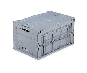 Relaxdays 2X Cassette Pieghevoli, Stabile, da Lavoro, Plastica Resistente, 60 Litri, HxLxP: 32,5 x 58,5 x 39,5 cm, Grigio