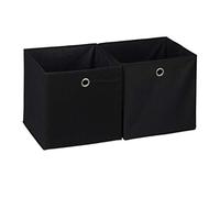 Relaxdays 2X Cestini Porta-Oggetti, Quadrati, per Lo Scaffale, Scatole a Forma di Cubo, HxLxP: 30 x 30 x 30 cm, Nero