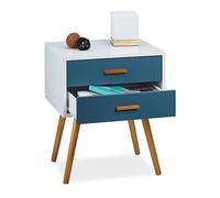 Relaxdays 2X Comodini da Notte in Design Scandinavo, 2 Cassetti retrò, Laccato Opaco, Mobiletti, HLP 58x41x48 cm, Bianco Turchese