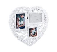Relaxdays 2X Cornice Multifoto a Cuore, in Formato Verticale o Orizzontale 10x10, 10x15, Regalo per Matrimonio, Bianco