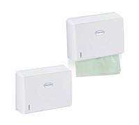 Relaxdays 2X Distributore Carta Asciugamani, da Muro, Sistema H2, Dispenser salviette HxLxP: 20,5 x27,5 x 10 cm ca. Bianco