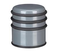 Relaxdays 2X Fermaporta a Pavimento, Pesante, Blocca Porte e Finestre, ∅ 7 cm, 3 Anelli in Gomma, Grigio Scuro