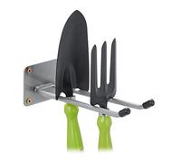 Relaxdays 2X Gancio Porta Attrezzi da Giardino, L: 24 cm, Appendi Accessori Giardinaggio, Portaoggetti Officina, Argentato