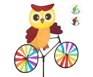 Relaxdays 2X Girandola con Gufo, Puntale Decorativo, per Bambini, da Balcone e Terrazza, da Montare, Colorato