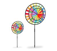 Relaxdays 2X Girandola, per Aiuole, Design Arcobaleno, per Bambini, da Outdoor, HLP: 73,5 x 35,5 x 15 cm, Colorato