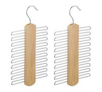 Relaxdays 2X Gruccia Multipla Portacravatte, Stampella 20 Cravatte, Organizer Armadio,Gancio Girevole a 360°,Legno,Naturale