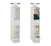 Relaxdays 2X Organizer Armadio per Stoffa, 6 Scomparti, 2 Cassetti, Scaffale da Appendere; 82 x 14,4 x 30 cm, Flessibile, Bianco
