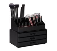 Relaxdays 2x Organizer make-up con cassetti nero
