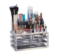 Relaxdays 2x Organizer make-up trasparente-oro
