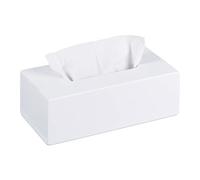 Relaxdays 2X Porta Fazzoletti in bambù, Scatola con Base Scorrevole, per Salviette, HLP 7,5 x 24 x 12 cm, Bianco