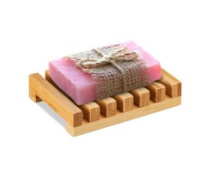 Relaxdays 2x Porta saponetta in bambù