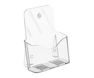Relaxdays 2X Portadepliant da Muro,Formato A5, 1 Scomparto, da Appendere & Appoggiare, Acrilico, Espositore, Trasparente
