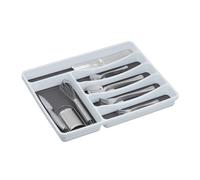 Relaxdays 2X Portaposate da Cassetto, Divisore per Posate, Organizer da Cucina, HxLxP: 4,5 x 33 x 40 cm, Bianco/Grigio