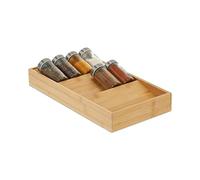 Relaxdays 2X Portaspezie in bambù per Il Cassetto, Organizer per Spezie, 3 Ripiani, Spice Rack, 5 x 20 x 38 cm, Naturale