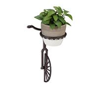 Relaxdays 2X Portavasi da Parete in Ghisa, Bici a Una Ruota, da Appendere, da Giardino, Ø 13 cm, da Esterno, Marrone Scuro