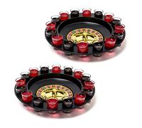 Relaxdays 2X Roulette Russe Alcoliche, con 32 Bicchierini, Gioco da Tavolo, Festa, Amici, Divertimento, Festa, Rosso Nero