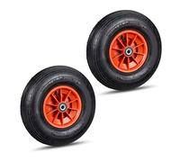 Relaxdays 2X Ruota per Carriola 4.00-6, Cerchione in Plastica, ad Aria, 3 Adattatori, Pneumatico di Scorta, Nero Rosso