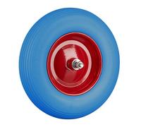 Relaxdays Ruote per carriola 2X gomma piena – asse 4.80/4.00-8, carico max 100 kg, blu/rosso