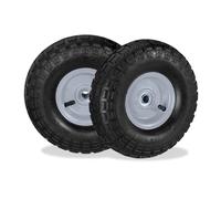 relaxdays 2X Ruote per Carrello 4.1/3.5-4, Gomme di Scorta Carriola, ASSE 16 mm, Fino 136 kg, 260 x 85 mm, Nero-Grigio