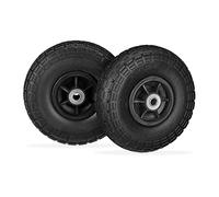 Relaxdays 2X Ruote per Carrello, Pneumatici in Gomma Antipanne, 4.1/3.5-4", ASSE 16mm, Fino a 150 kg,260x85mm, Nero