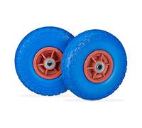 Relaxdays 2X Ruote per Carrello, Pneumatici in Gomma Antipanne, 4.1/3.5-4", ASSE 16mm, Fino a 150 kg,260x85mm, Blu Rosso