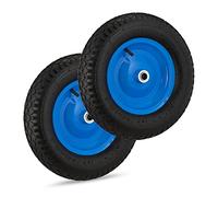 Relaxdays 2X Ruote per Carriola 4.80 4.00-8, ad Aria, Pneumatico di Scorta per Carretti, Cerchione in Acciaio, Nero Blu