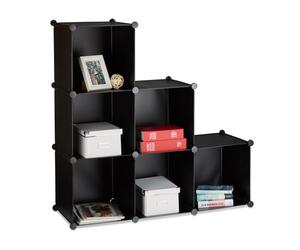 Relaxdays 2x scaffale a gradini 6 scomparti nero
