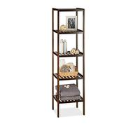 Relaxdays 2x Scaffale da Bagno, Bambù, Ripiani Portaoggetti, Mobiletto Salvaspazio, 4 e 5 Mensole, Mobile Cucina, Marroni