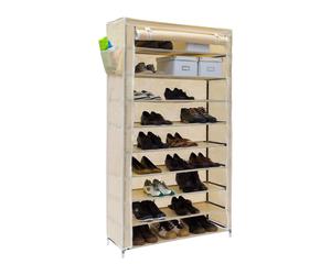 Relaxdays 2x Scarpiera beige in stoffa VALENTIN