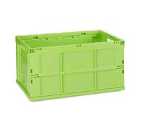 Relaxdays 2X Cassetta Pieghevole, Stabile, da Lavoro, Plastica Resistente, Scatola Portaoggetti 60L, 31,5 x 58,5 x 40 cm, Verde