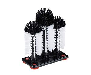 Relaxdays 2X Set di Spazzole Lavabicchieri, per 6 Bicchieri, con Ventose, Gastronomia, HLP 22x18,5x9,5, Bianco/Nero