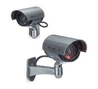 Relaxdays 2X Set Telecamere Finte, Videocamere CCD, Luce LED, Regolabili, Esterno, Interno, Antifurto, Allarme Sicurezza Casa