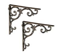 Relaxdays 2X Staffe per Mensole, Supporti dal Design Barocco, Reggimensola Angolari per Scaffali, Stile Vintage, Bronzo