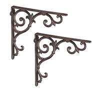 Relaxdays 2X Staffe per Mensole, Supporti dal Design Barocco, Reggimensola Angolari per Scaffali, Stile Vintage, Marrone