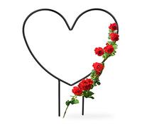 Relaxdays 2X Supporto per Piante Rampicanti a Forma di Cuore, Sostegno per Rose, HLP: 32x25x0,5 cm, Giardino, Acciaio, Nero