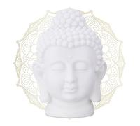 Relaxdays 2X Testa Statua di Buddha, Fugura Decorativa da Giardino, Budda Deco Zen, in Plastica, 17 x 12 x 10 cm, Bianco