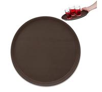 Relaxdays 2X Vassoio Antiscivolo, Piatto da Portata Rotondo Ø 35 cm, per Servizio Ristorante, Bar, Cucina Casa, Marrone