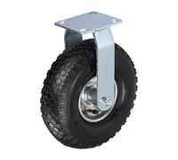 Relaxdays 3.00-4 Ruota per Carrello Fissa, Rotella per Mobili e Carico di Portata 120 kg, Gomma Gonfiabile, Nero Argento, Acciaio