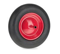 Relaxdays 3.50-8 Ruota Carriola, Gomma Piena con ASSE Fisso e Cerchione in Acciaio, Antipanne, 120 kg, Nero Rosso