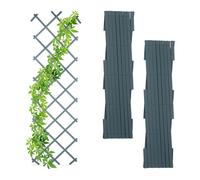 Relaxdays Grigliato per Rampicanti, Set da 3, Allungabile 180 cm, Graticolato per Piante, per Giardino, Plastica, Grigio