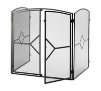 Rete parascintille Relaxdays, griglia per caminetto con Porta, HxLxP: 80 x 197 cm, Sicurezza, Ferro, Nero.