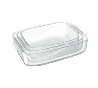 Relaxdays 3 Pirofile Forno per Lasagne e Arrosto, Casseruole in Vetro, Teglia Rettangolare, Lavabile in Lavastoviglie