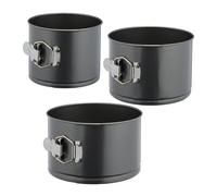 Relaxdays 3 Teglie per Dolci Alte, Set Triplo, Ø 14/16/18 cm, Stampi a Cerniera Rotondi Antiaderenti, Acciaio, Antracite